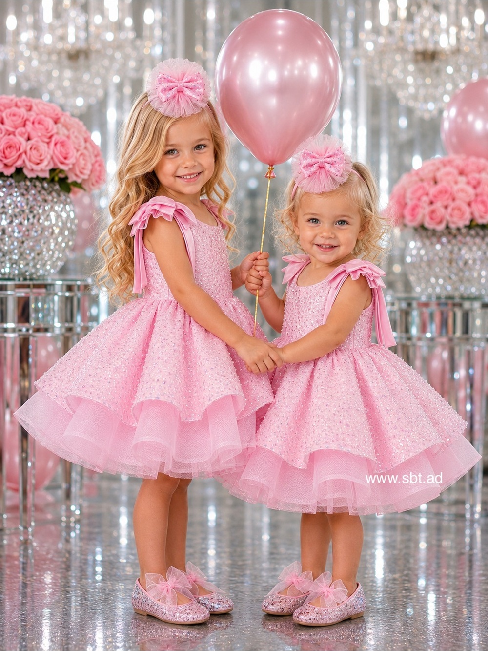 NWT Adorable Baby Girl Formal Dress Sparkling Sequins & Beads Flower Girl Gown - Picture 10 of 16